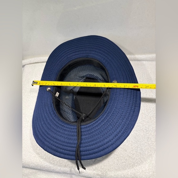 Navy Blue Yafeng Navy Mesh Unisex Cowboy Hat with Chin Strap - Picture 9 of 10